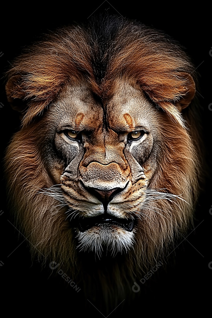 Leão sobre um fundo preto