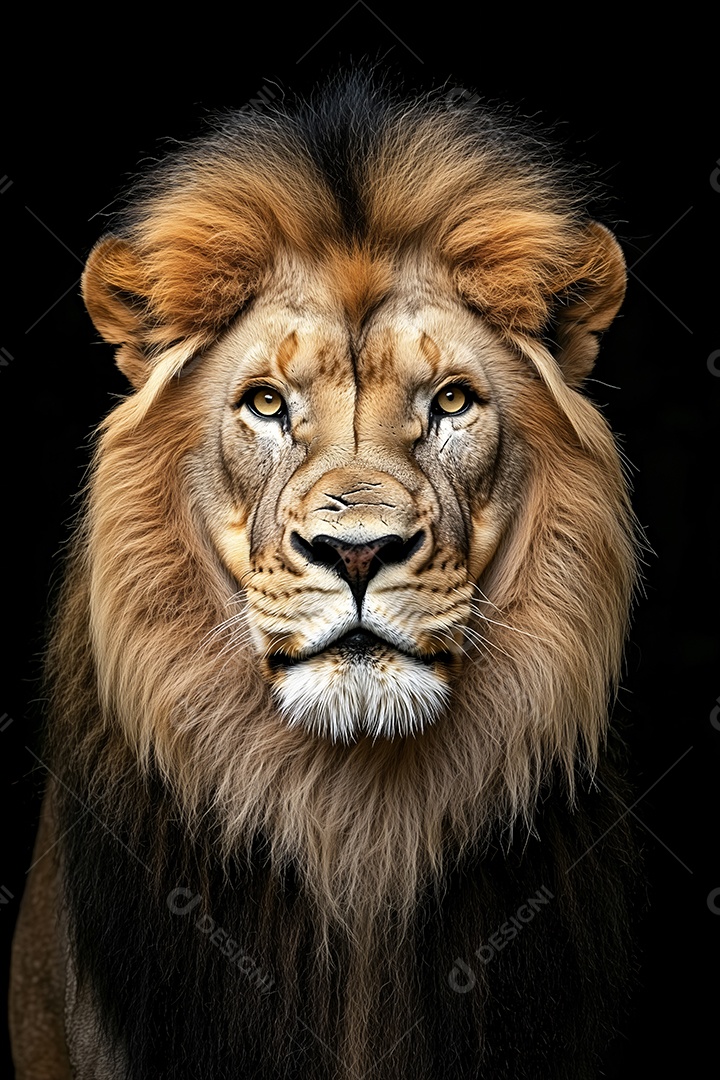 Leão sobre um fundo preto