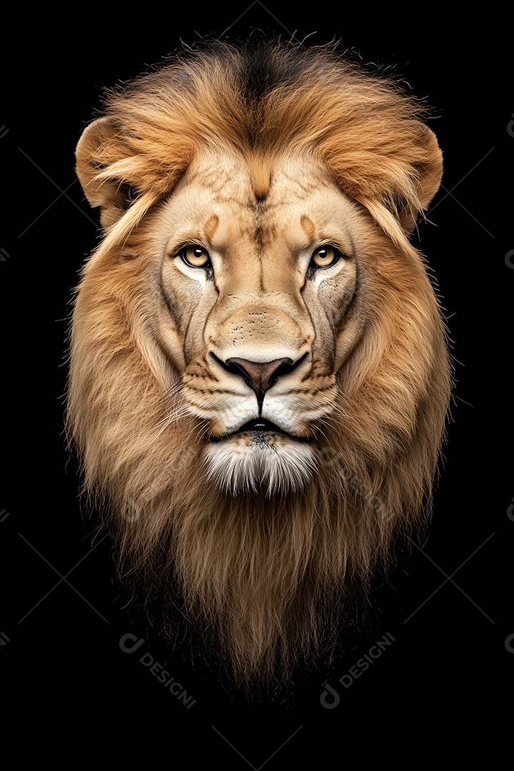 Leão sobre um fundo preto