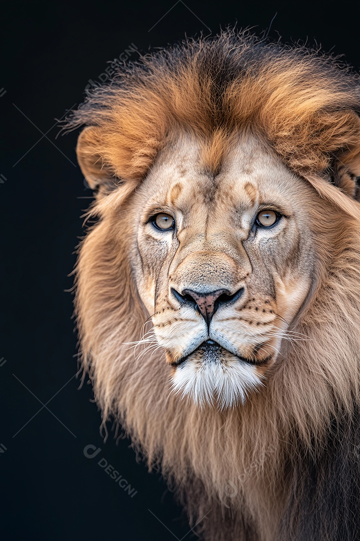 Leão sobre um fundo preto