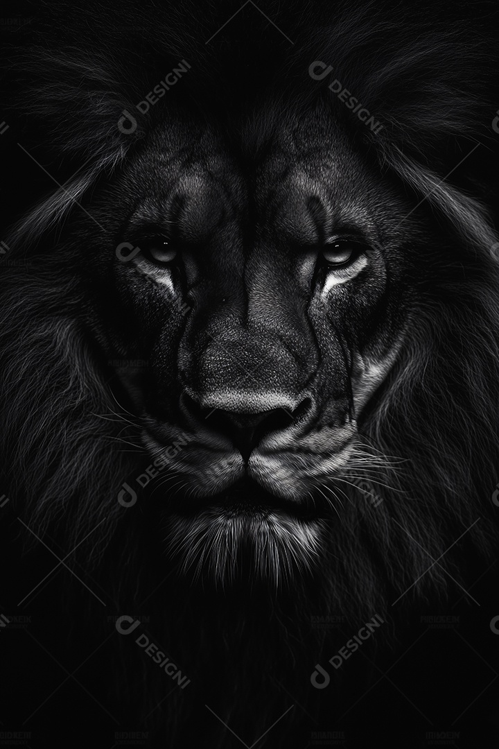 Leão sobre um fundo preto