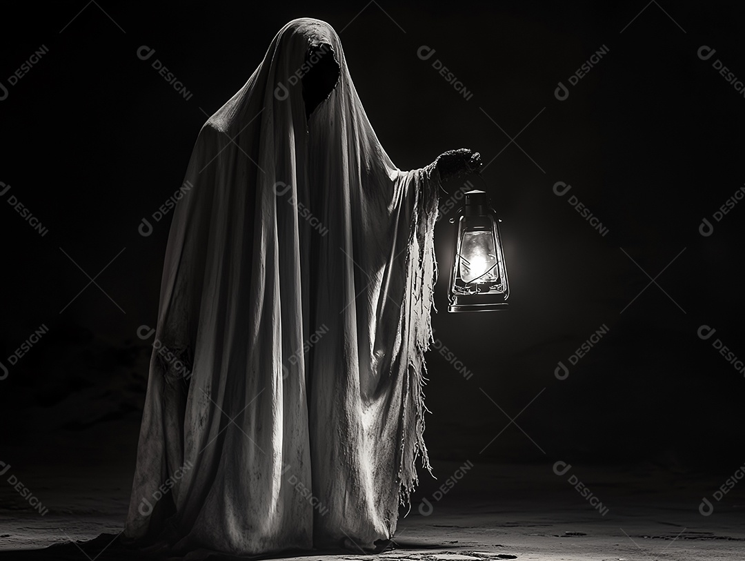 A morte é representada por um ser vestido com roupas longas e escuras