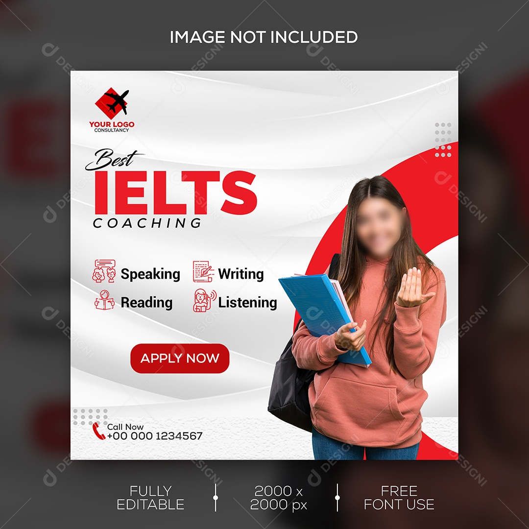 Feed Curso de Inglês Treinamento Social Media PSD Editável