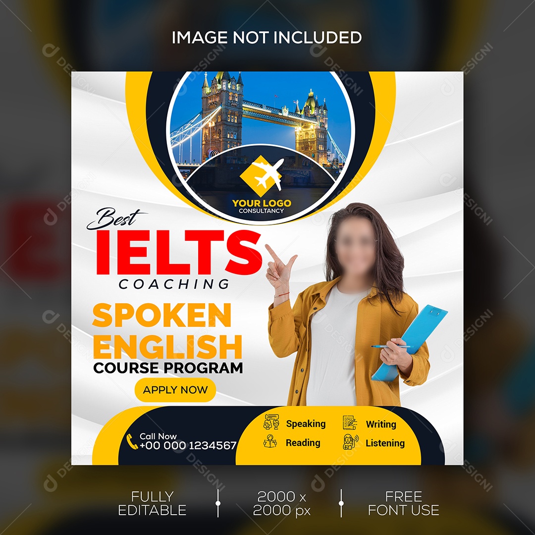 Feed Curso de Inglês Treinamento Social Media PSD Editável