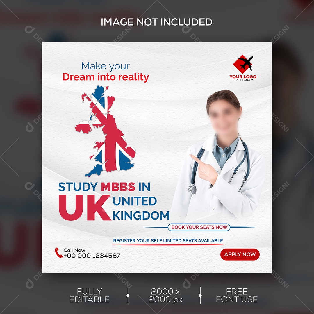 Universidade Torne Seu Sonho Realidade Social Media PSD Editável