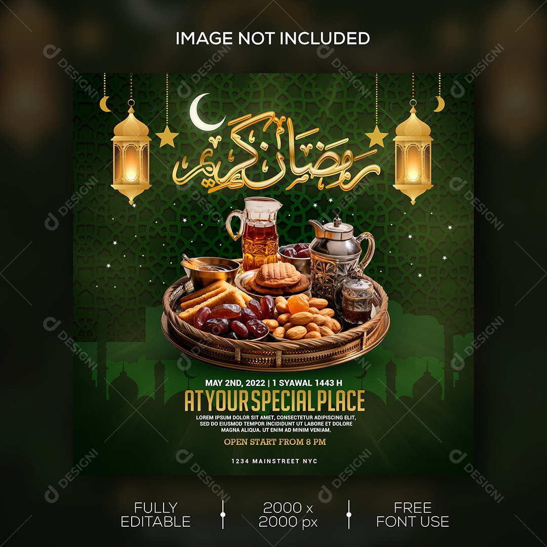 Ramadan Celebração Dia de Benção Social Media PSD Editável