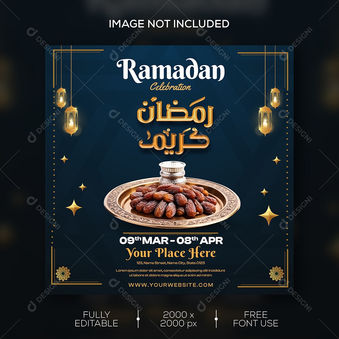Ramadan Celebração Dia de Benção Social Media PSD Editável