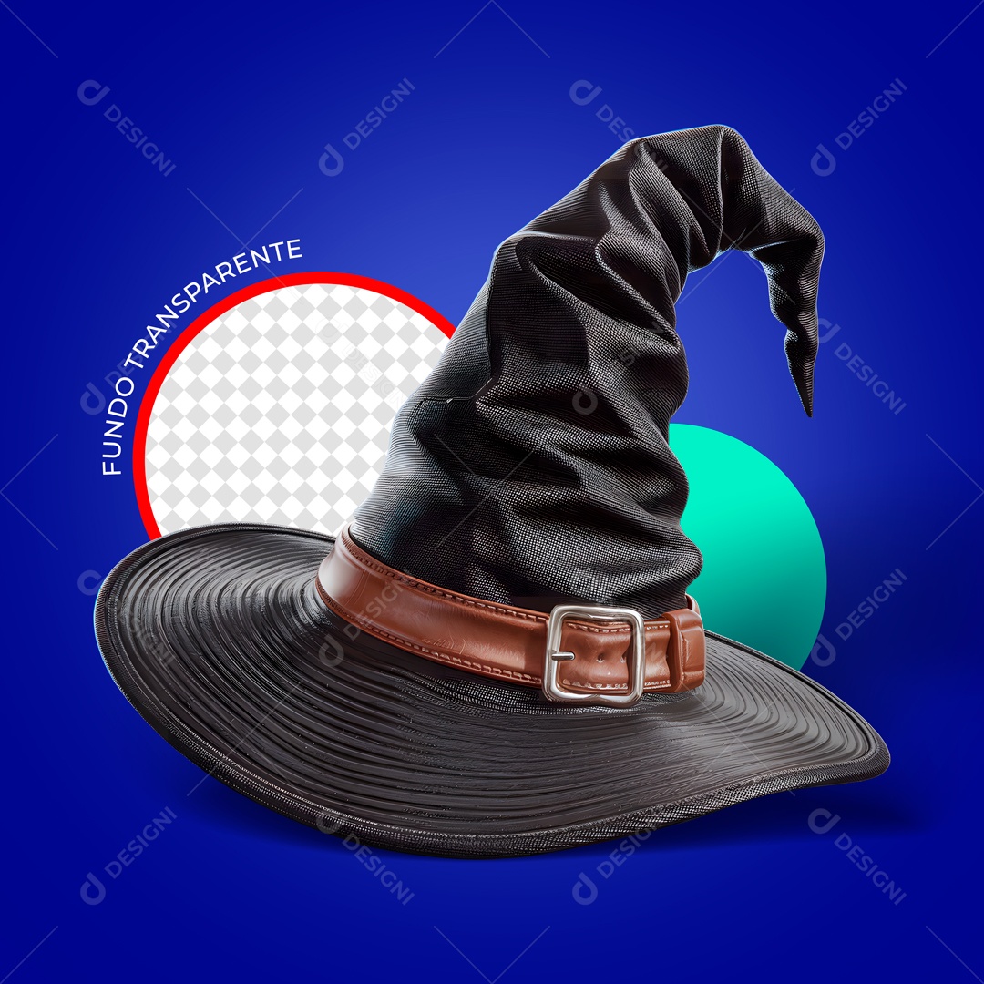Elemento 3D Chapéu de Halloween Para Composição PSD