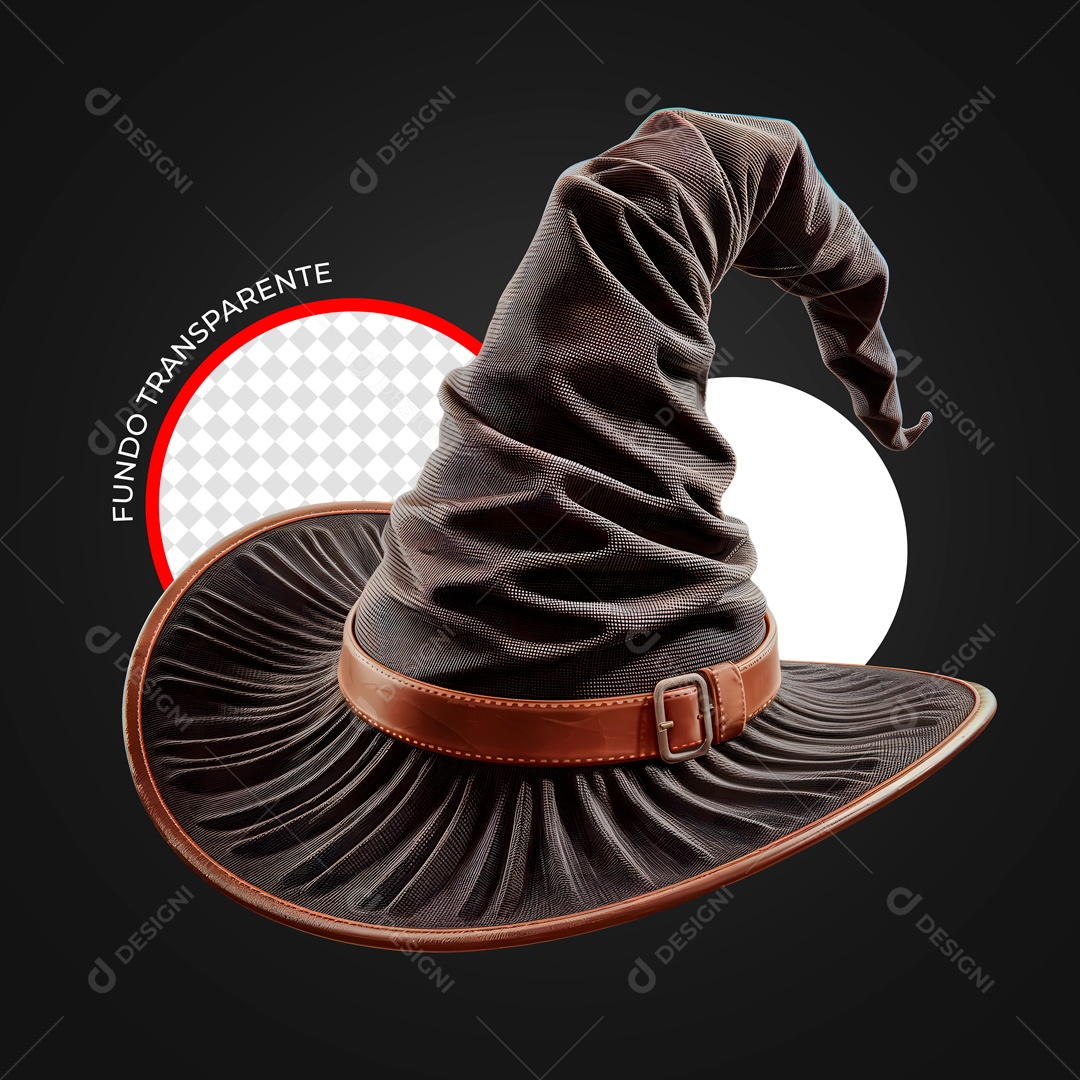 Elemento 3D Chapéu de Halloween Para Composição PSD