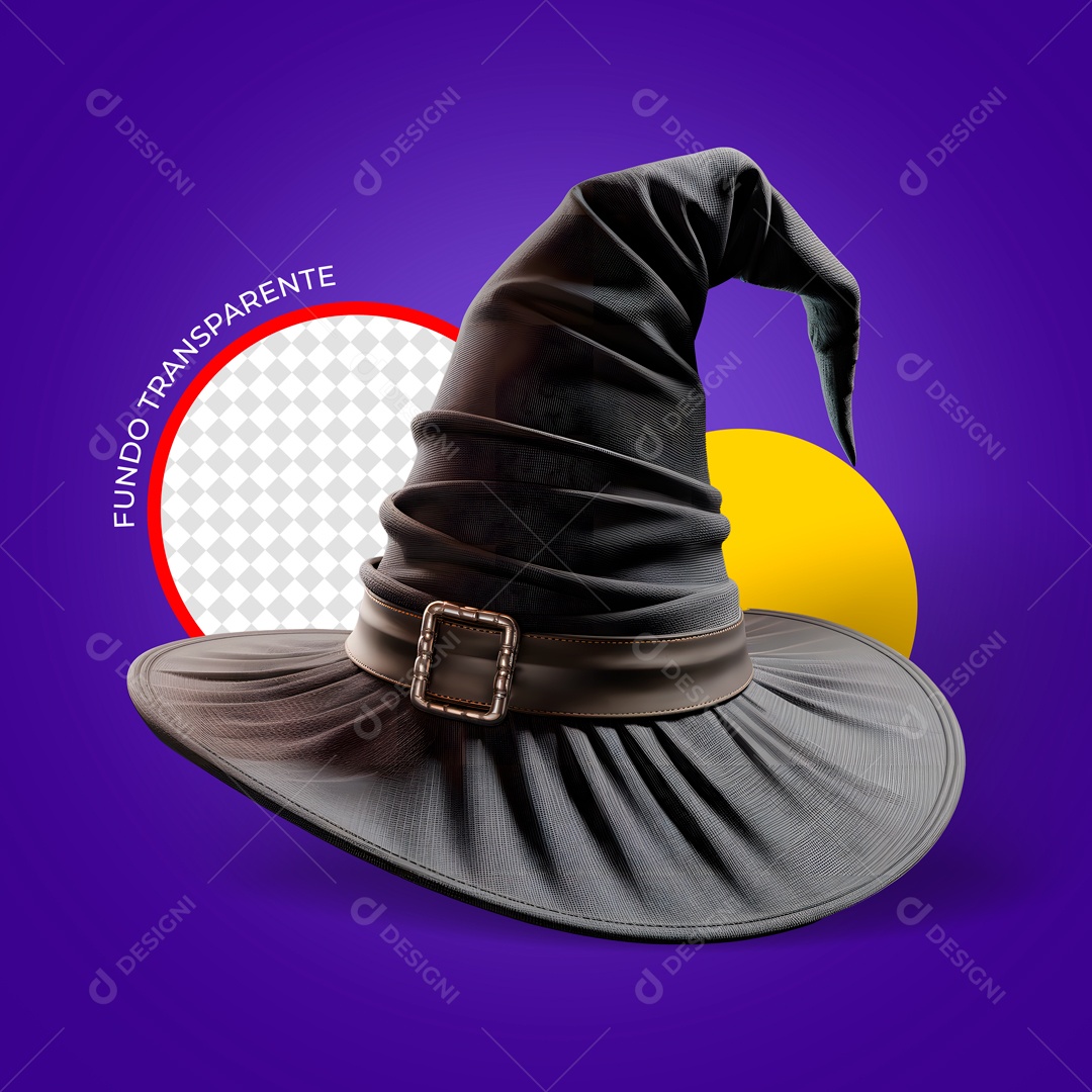 Elemento 3D Chapéu de Halloween Para Composição PSD