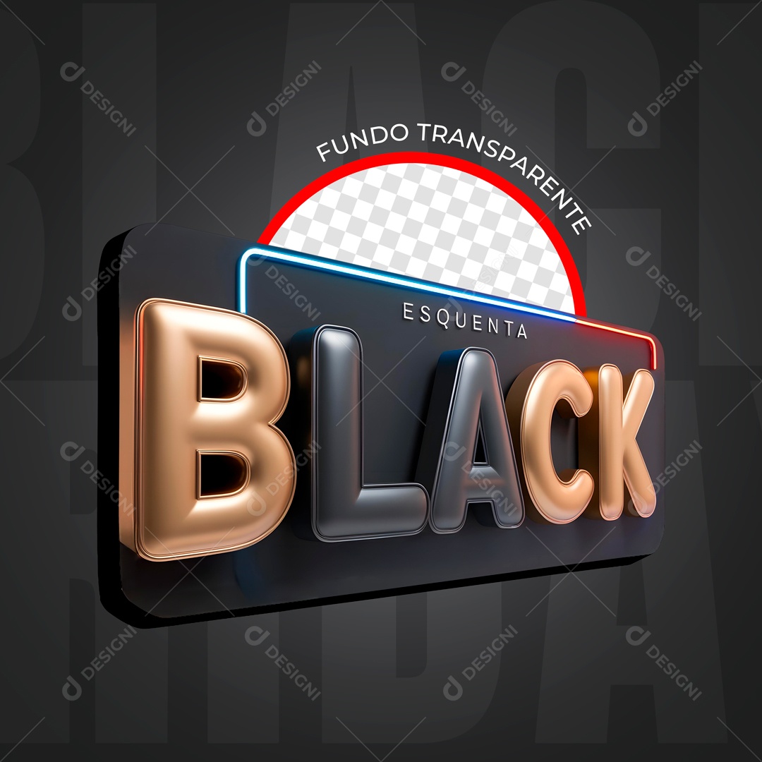 Selo 3D Black Para Composição PSD