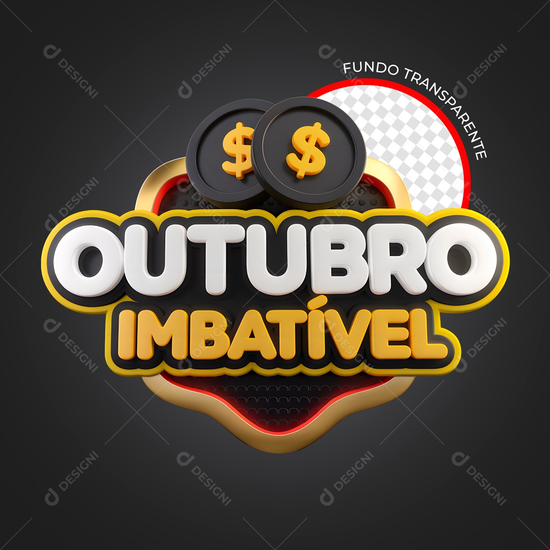 Selo 3D Outubro Imbatível Para Composição PSD