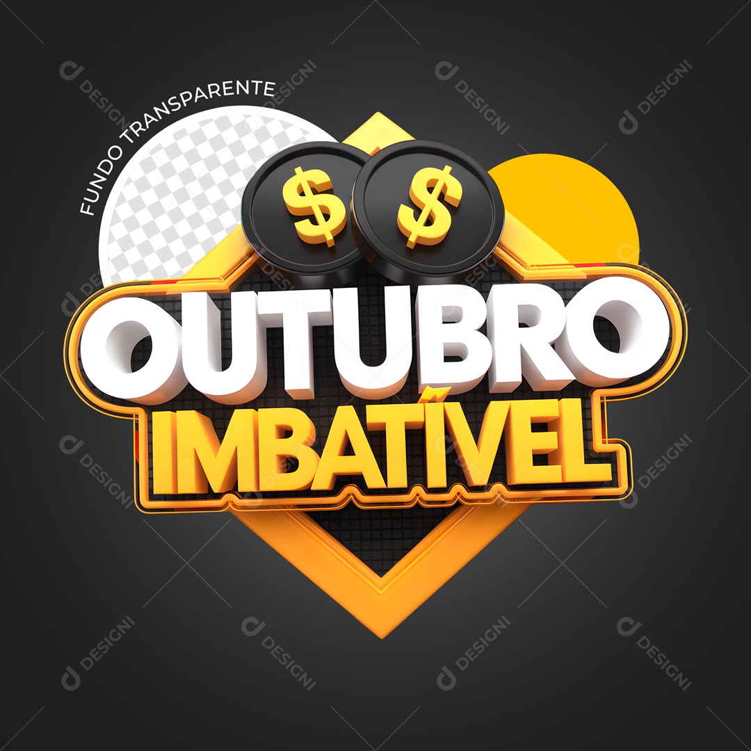 Selo 3D Outubro Imbatível Para Composição PSD