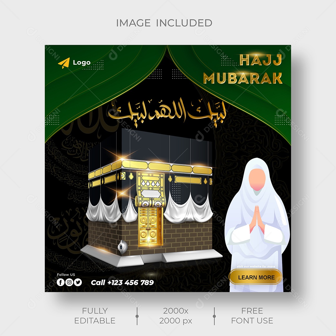 Hajj Mubarak Islâmica Árabe Social Media PSD Editável