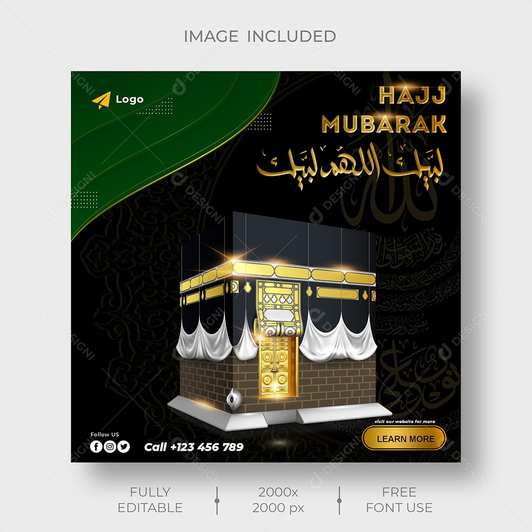 Hajj Mubarak Islâmica Árabe Social Media PSD Editável