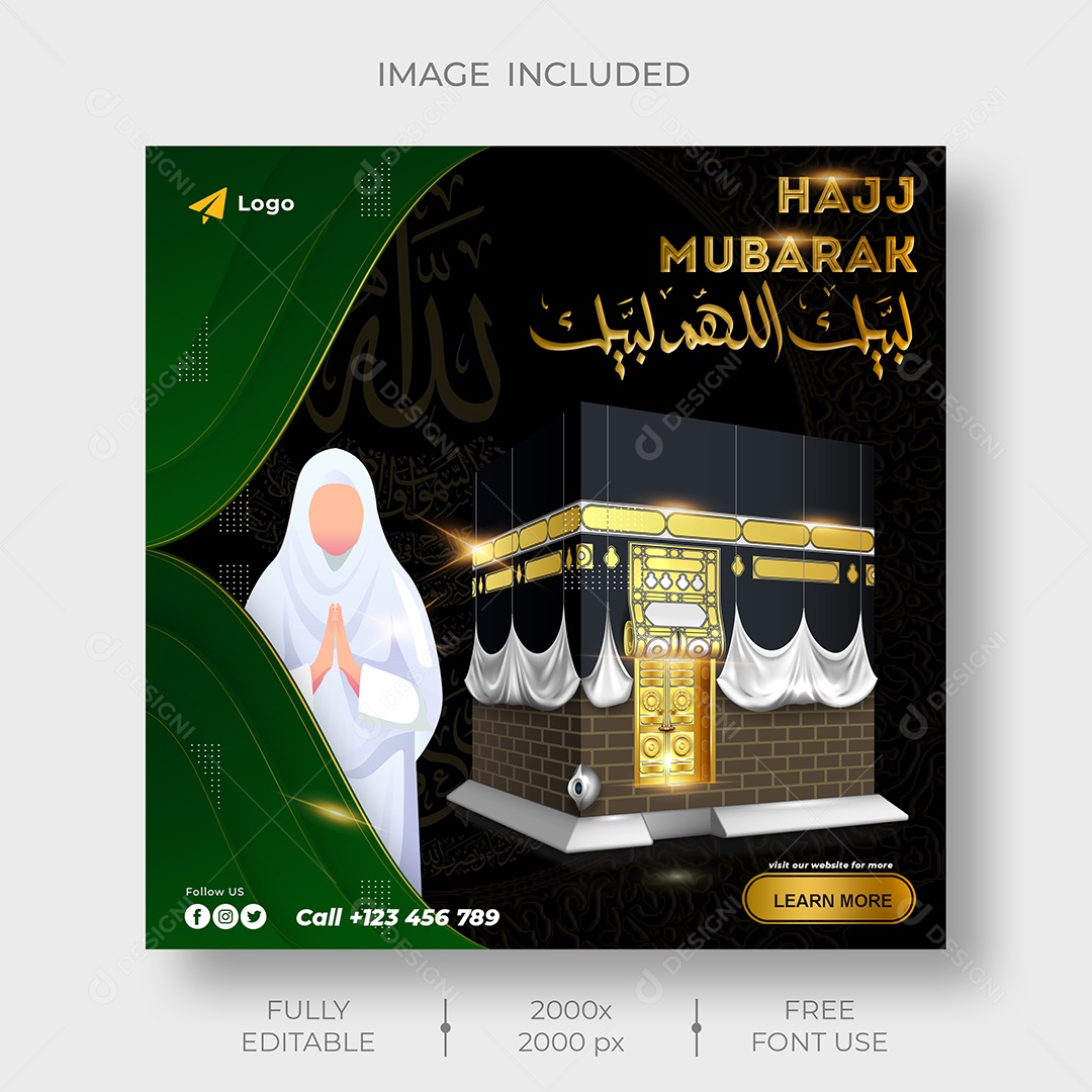 Hajj Mubarak Islâmica Árabe Social Media PSD Editável