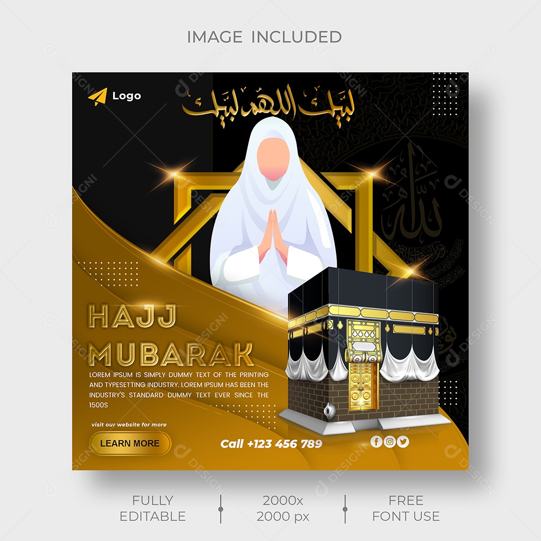 Hajj Mubarak Islâmica Árabe Social Media PSD Editável