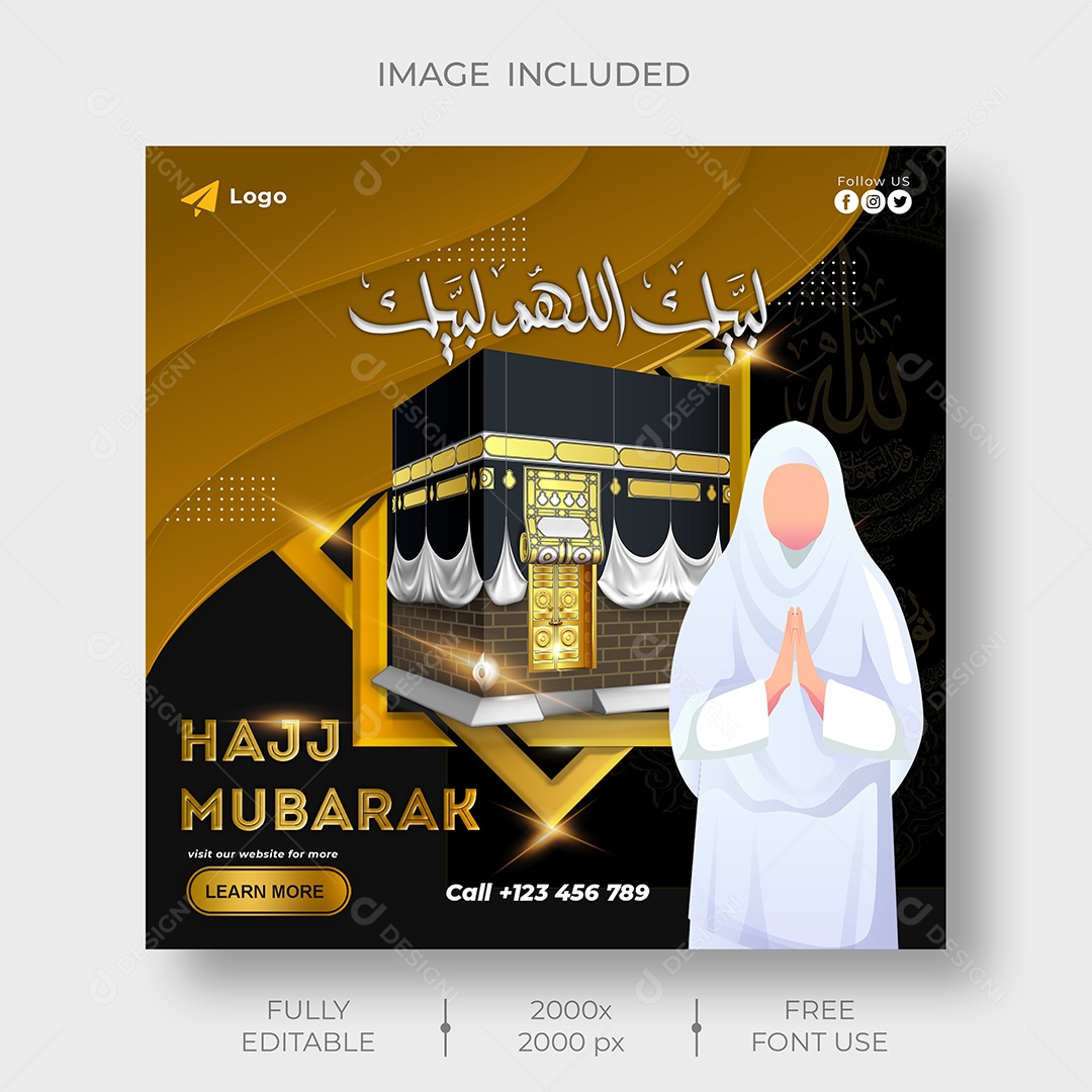 Hajj Mubarak Islâmica Árabe Social Media PSD Editável
