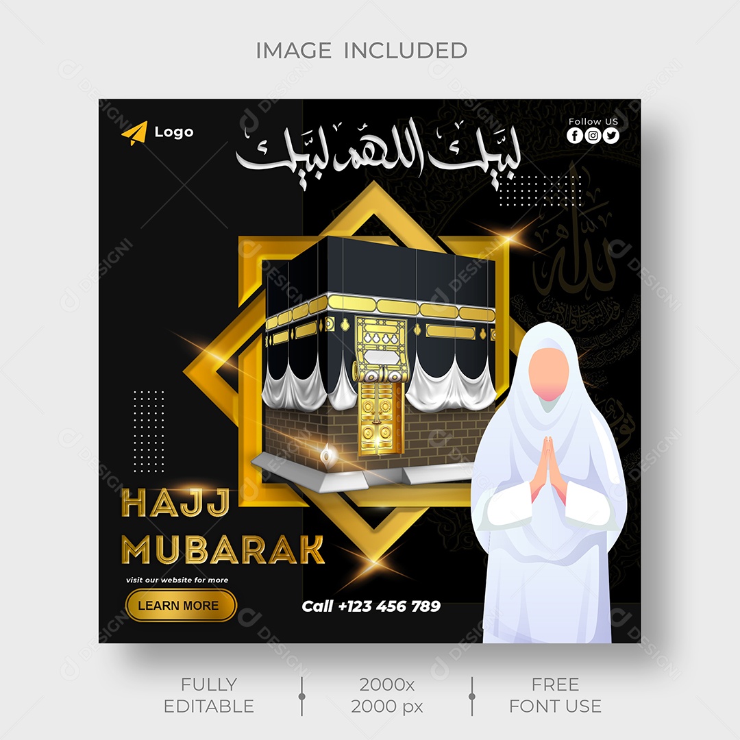 Hajj Mubarak Islâmica Árabe Social Media PSD Editável