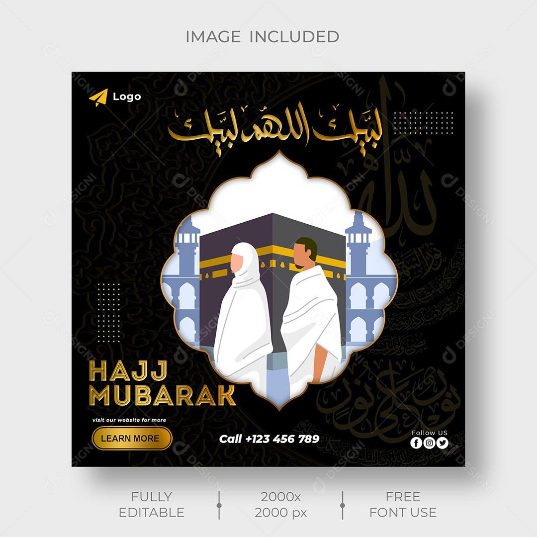 Hajj Mubarak Islâmica Árabe Social Media PSD Editável