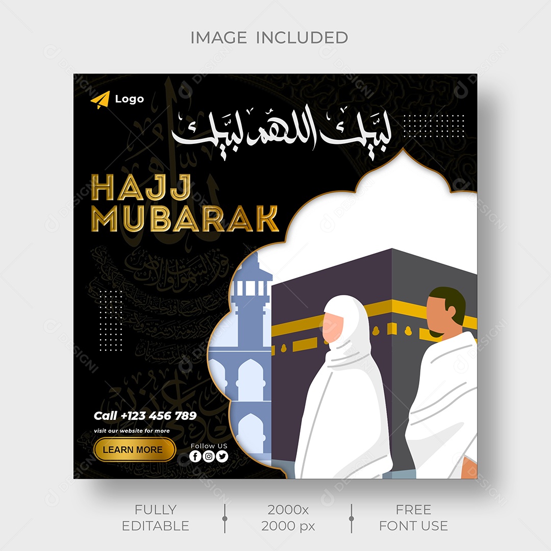 Hajj Mubarak Islâmica Árabe Social Media PSD Editável