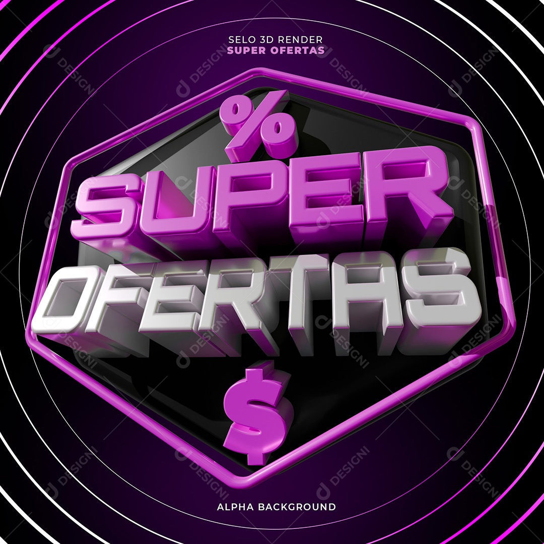 Selo 3D Super Ofertas Para Composição PSD