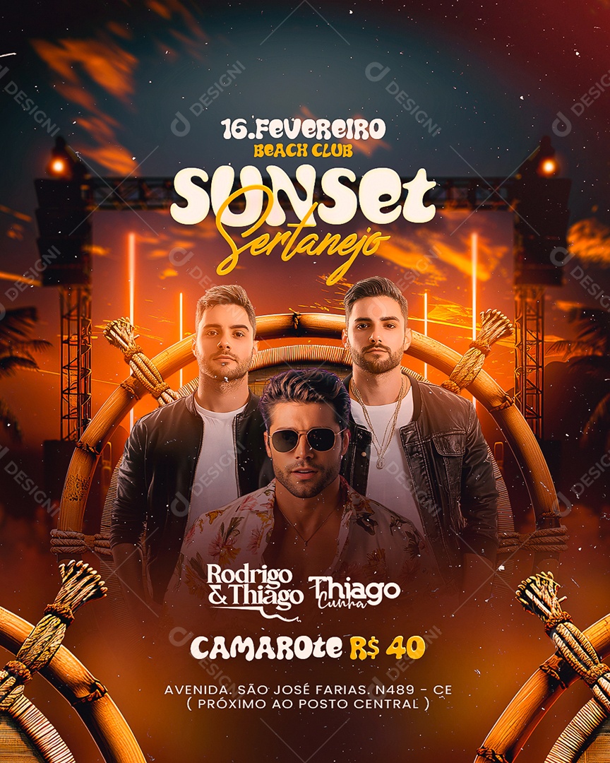 Flyer Sunset Sertanejo Social Media PSD Editável