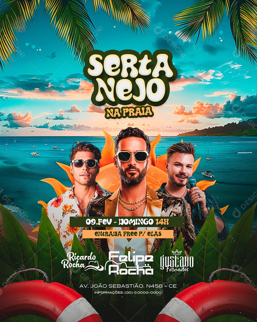 Flyer Sertanejo Na Praia Social Media PSD Editável
