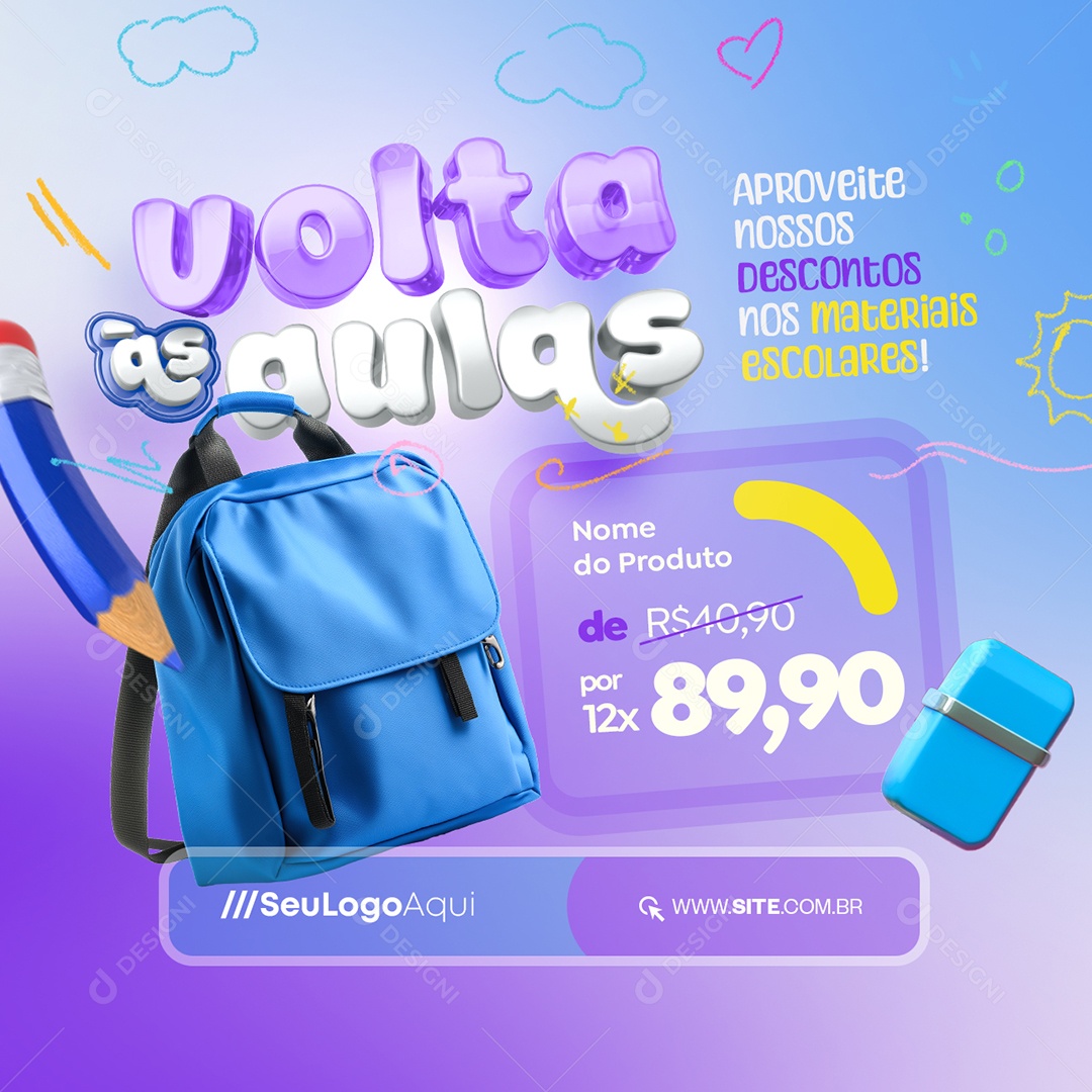 Back to Classes Backpack Enjoy Our Social Media PSD Discounts Editable