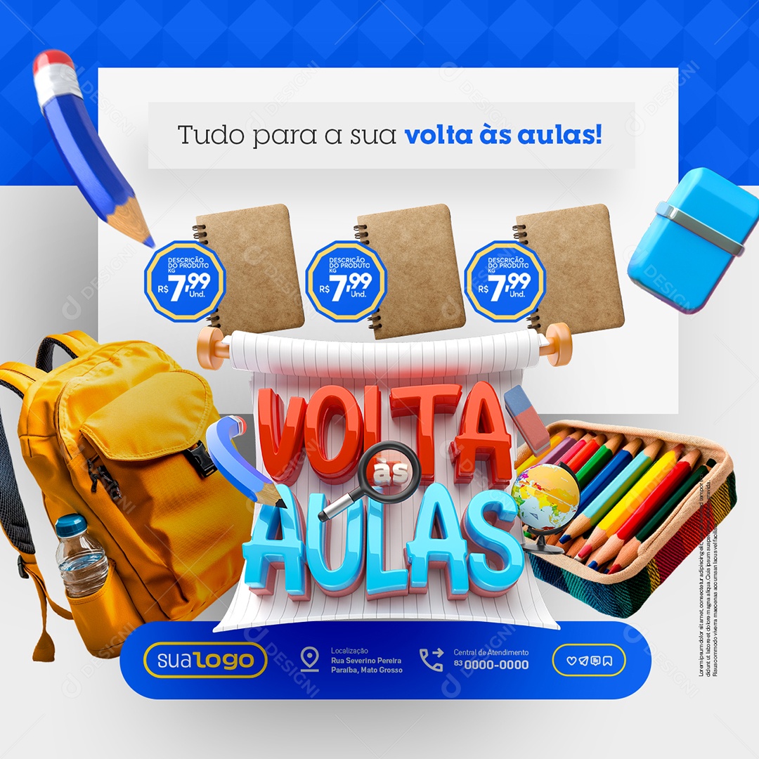 Tudo para a Sua Volta às Aulas Caderno Social Media PSD Editável