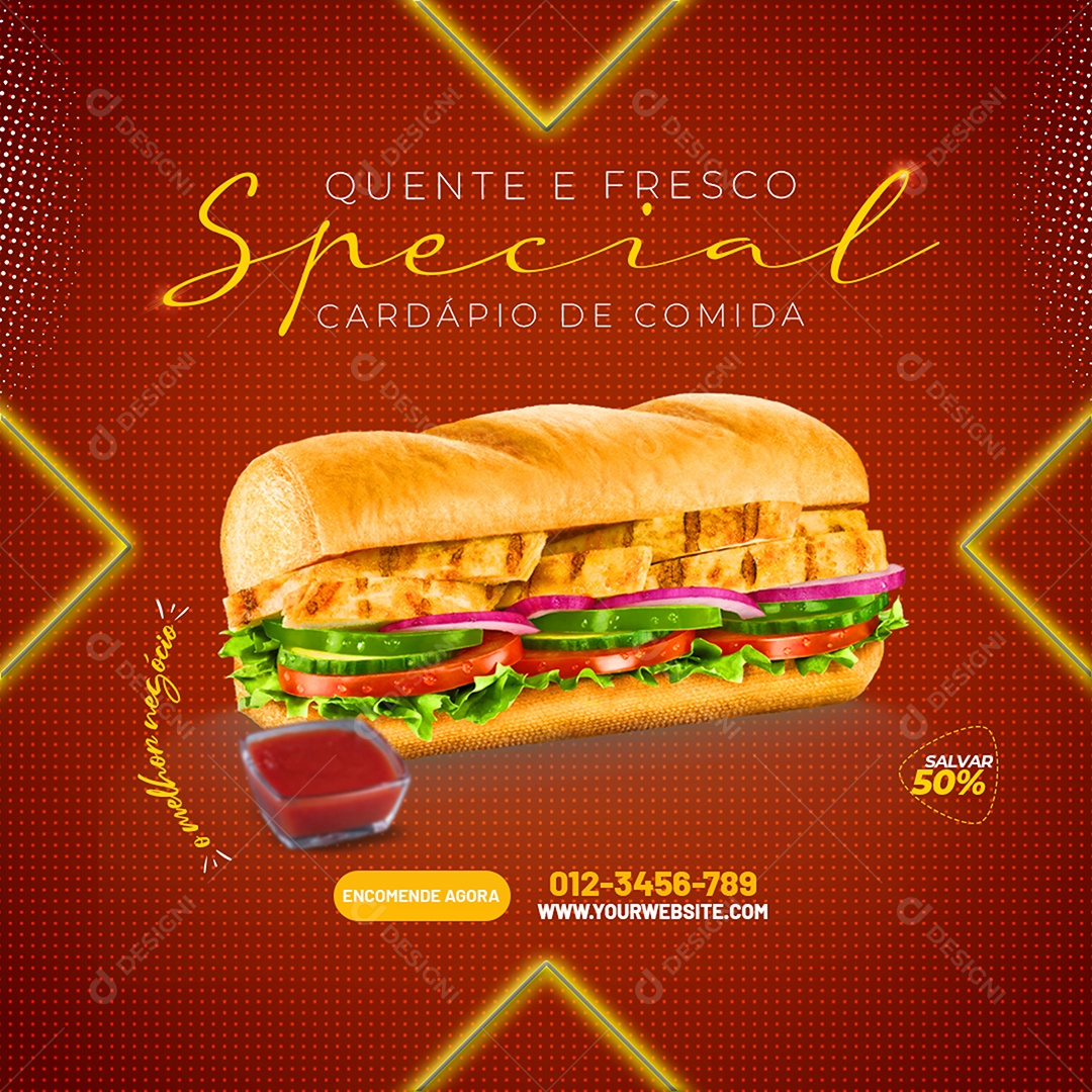 Feed Hamburgueria Cardápio Social Media PSD Editável