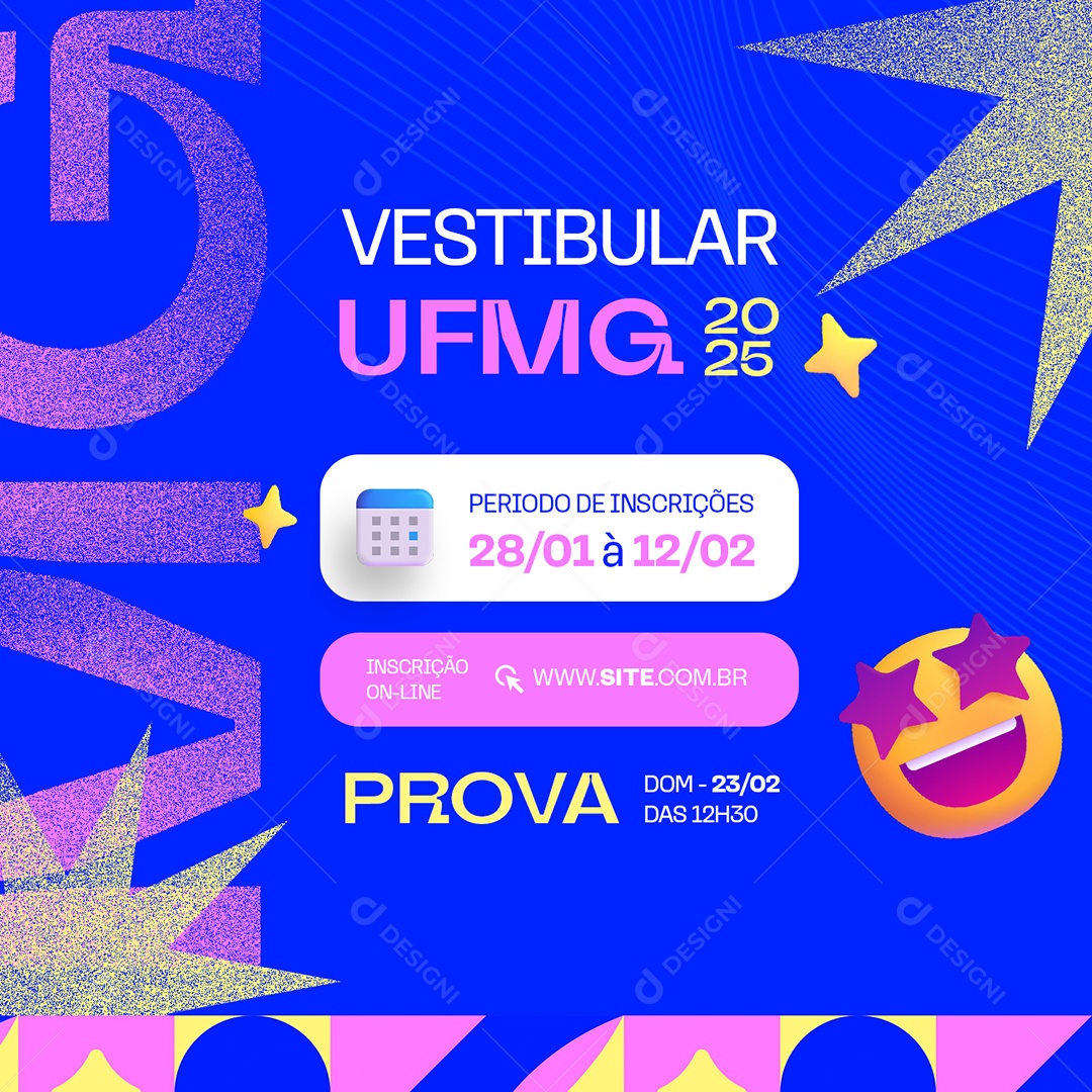 Vestibular UFMG 2025 Periodo De Inscrições Social Media PSD Editável