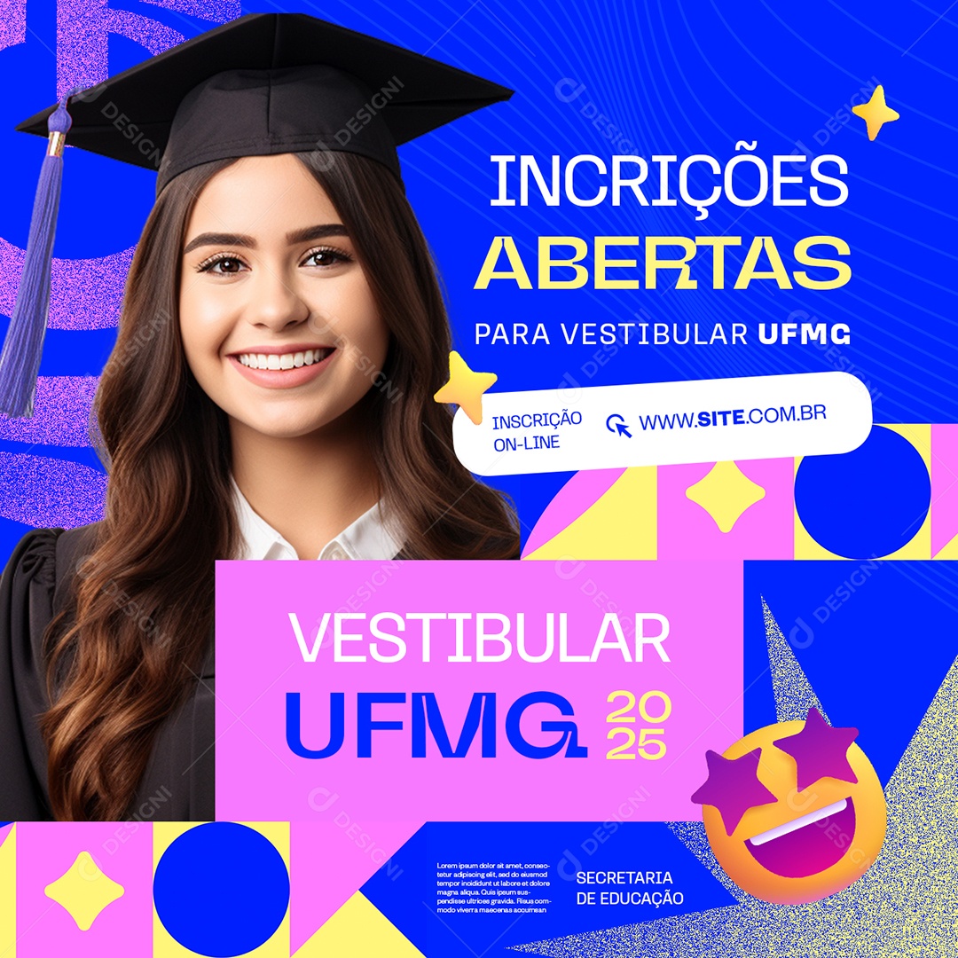 Vestibular Inscrições Abertas Social Media PSD Editável