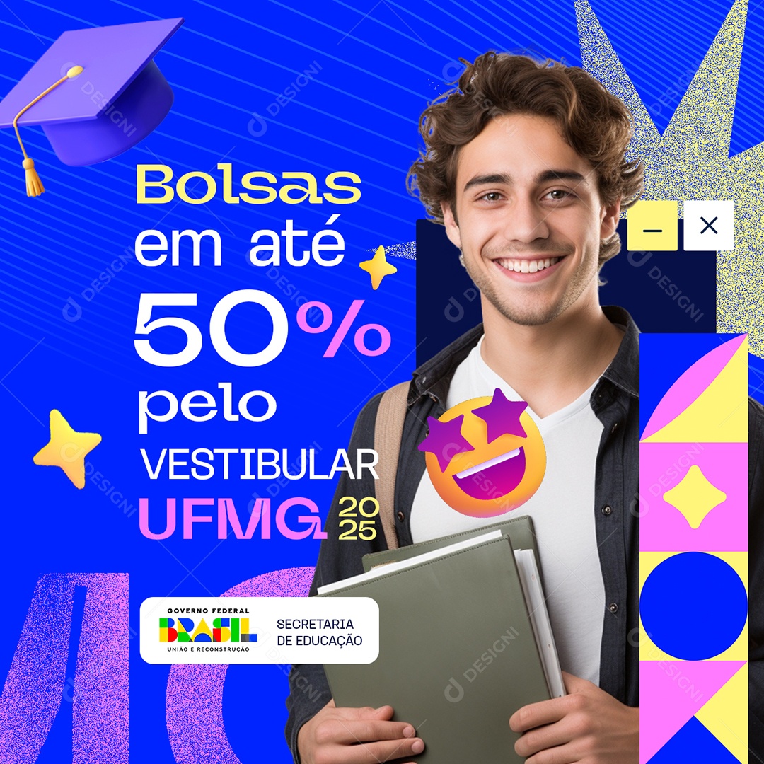 Vestibular Bolsas em Até 50% Social Media PSD Editável