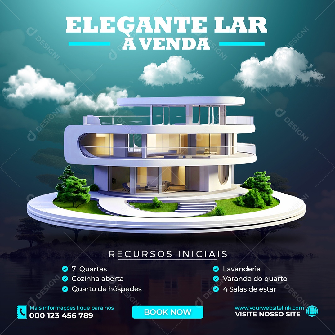 Imobiliária Elegante Lar à Venda Social Media PSD Editável