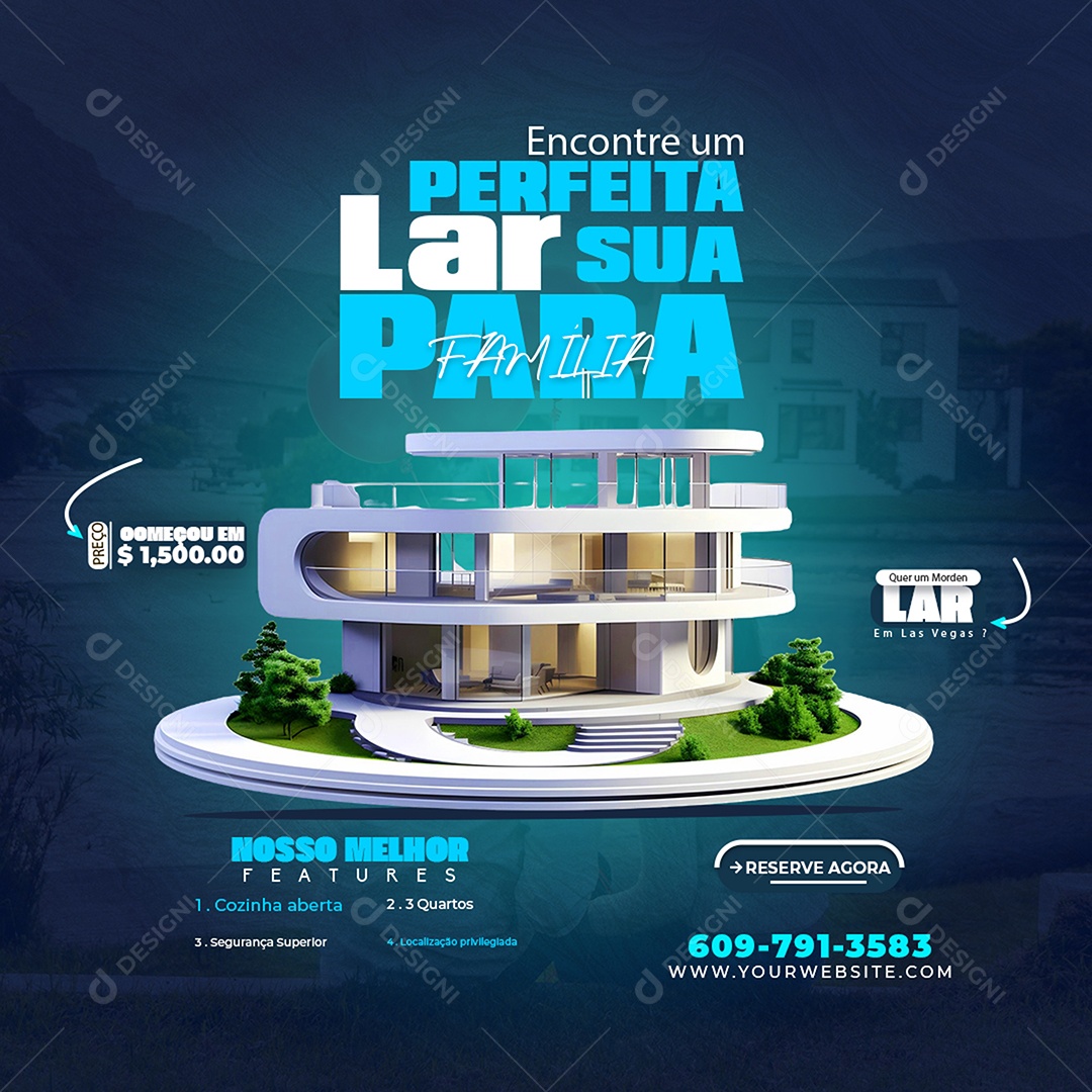 Imobiliária Encontre o Lar Perfeito Social Media PSD Editável