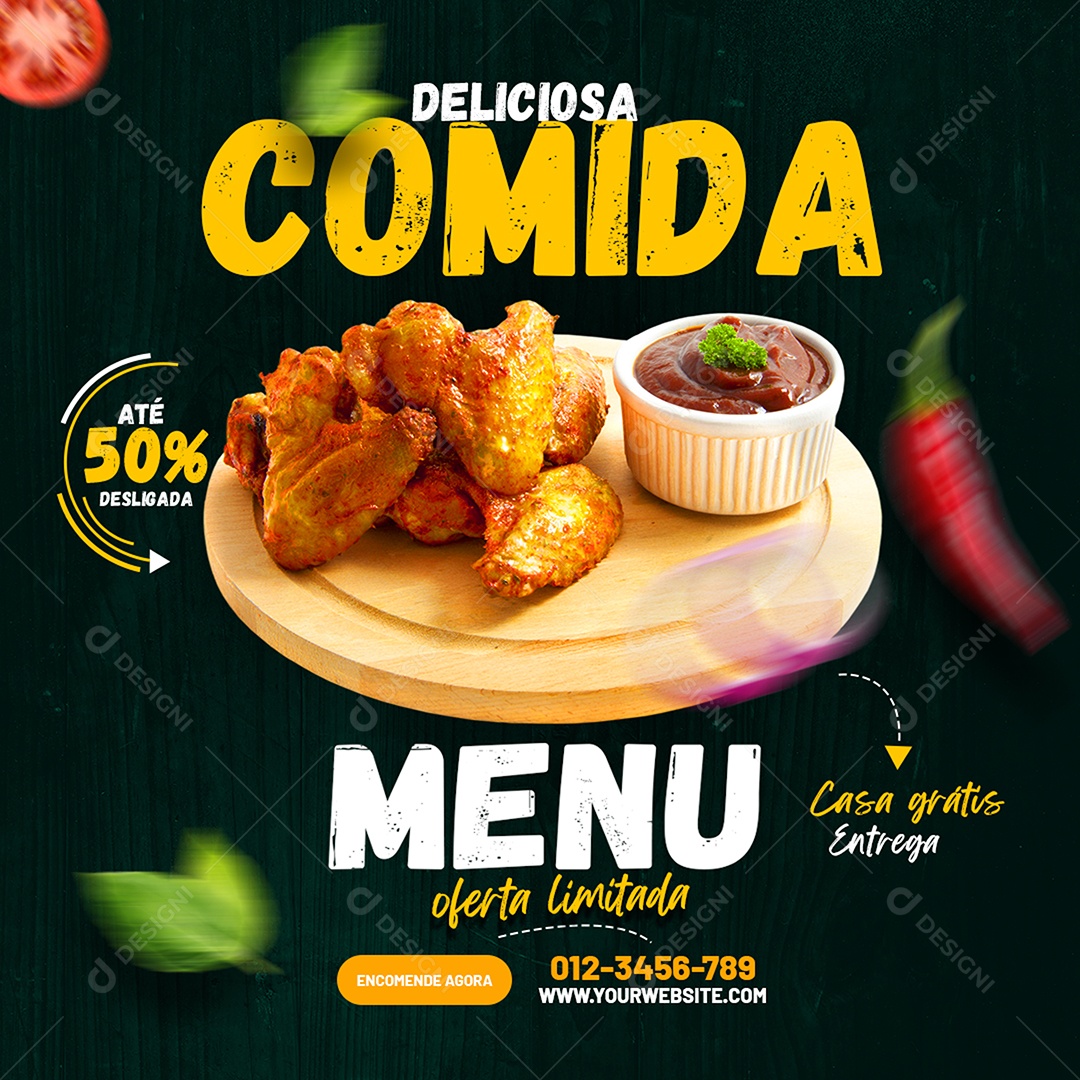 Restaurante Deliciosa Comida Social Media PSD Editável