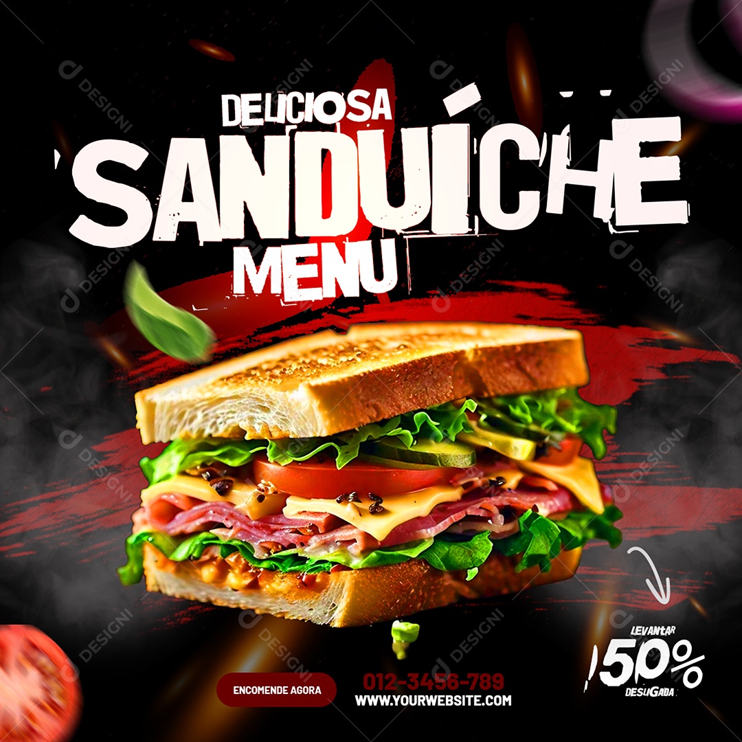 Hamburgueria Delicioso Sanduíche Social Media PSD Editável