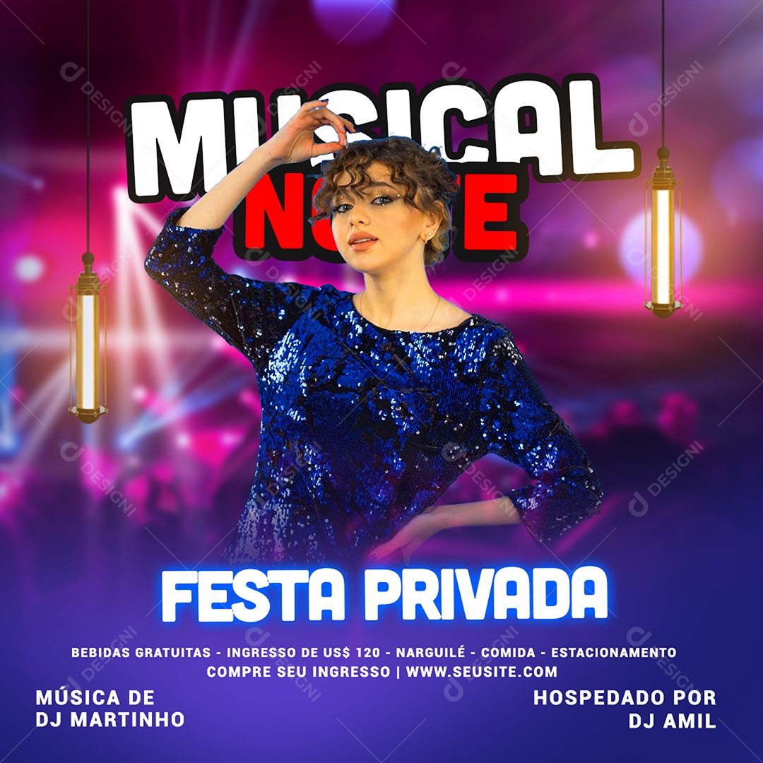 Feed Festa Privada Dj Martinho Social Media PSD Editável