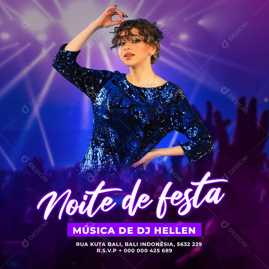Feed Shows Noite de Festa Dj Hellen Social Media PSD Editável