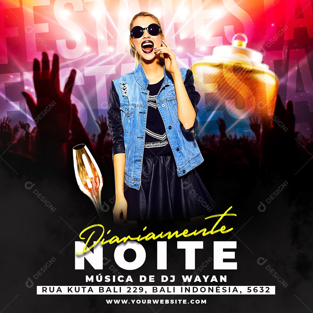 Feed Shows Diariamente Noite DJ Wayan Social Media PSD Editável