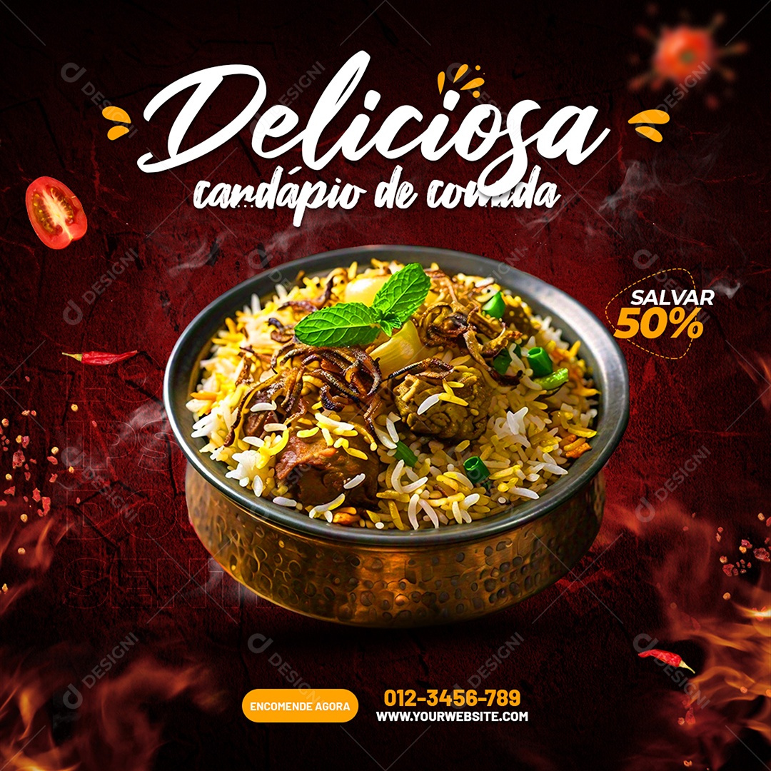 Restaurante Delicioso Cadápio de Comida Social Media PSD Editável