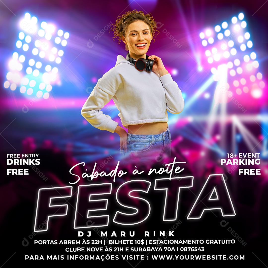 Shows Festa Dj Maru Rink Social Media PSD Editável