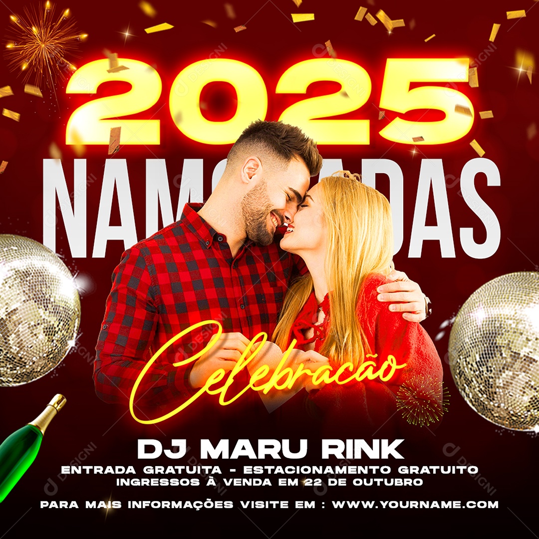 Shows Festa Celebração Namorados Social Media PSD Editável