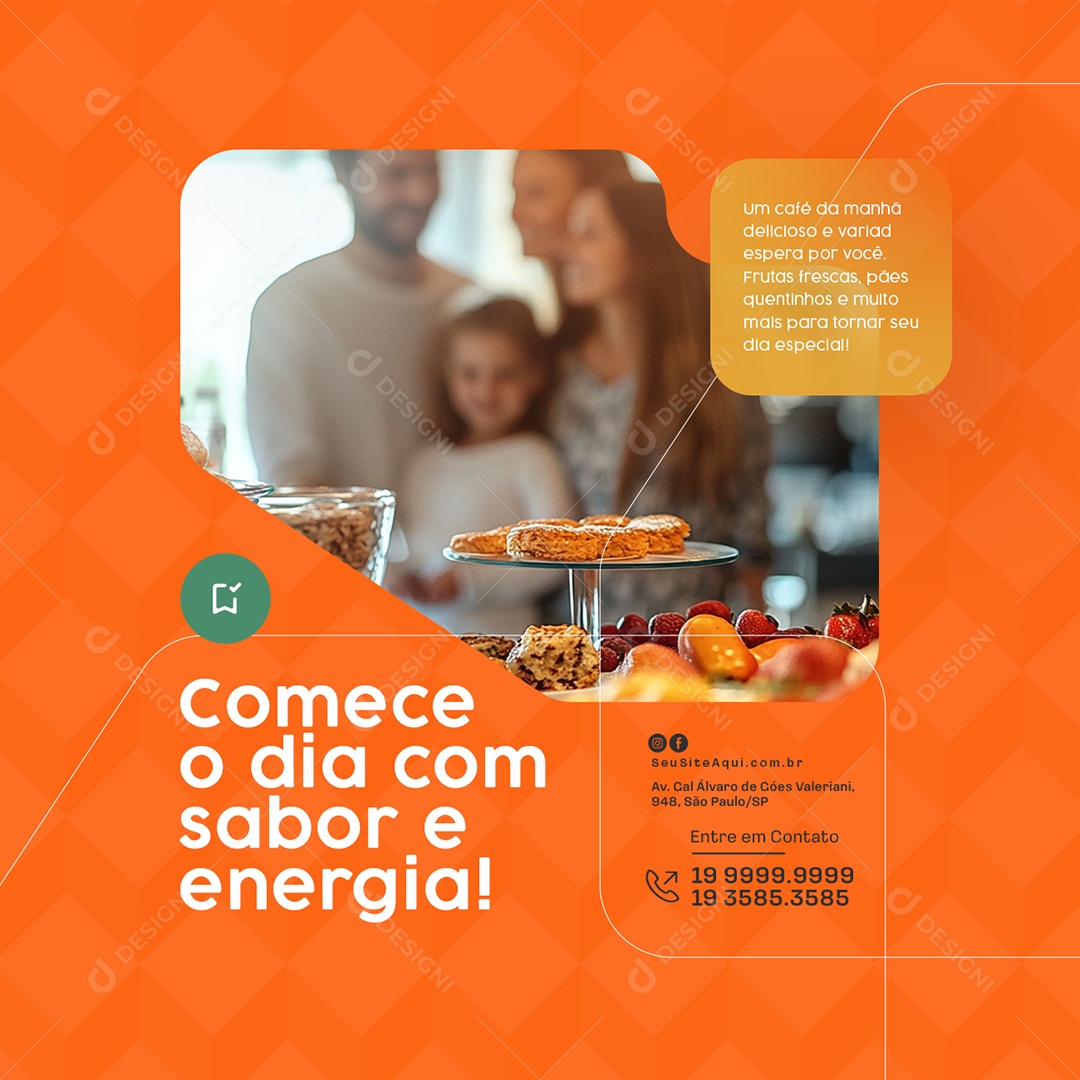 Hotel Comece o Dia com Sabor e Energia Social Media PSD Editável