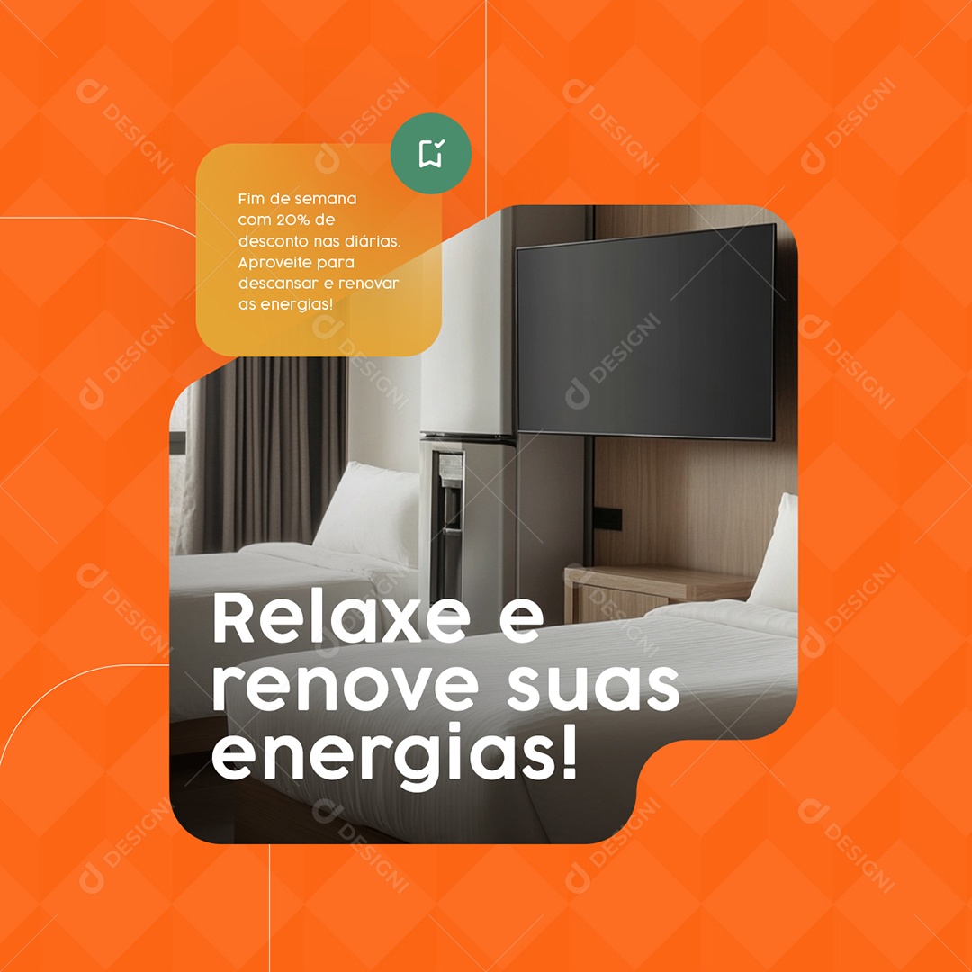 Hotel Relaxe e Renove suas Energias Fim de Semana Social Media PSD Editável