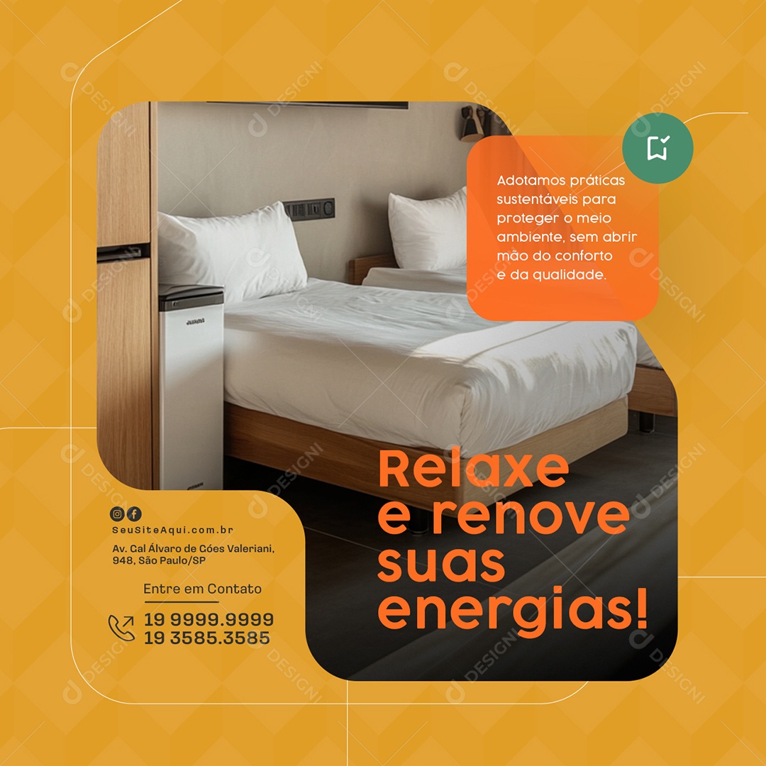 Hotel Relaxe e Renove suas Energias Social Media PSD Editável