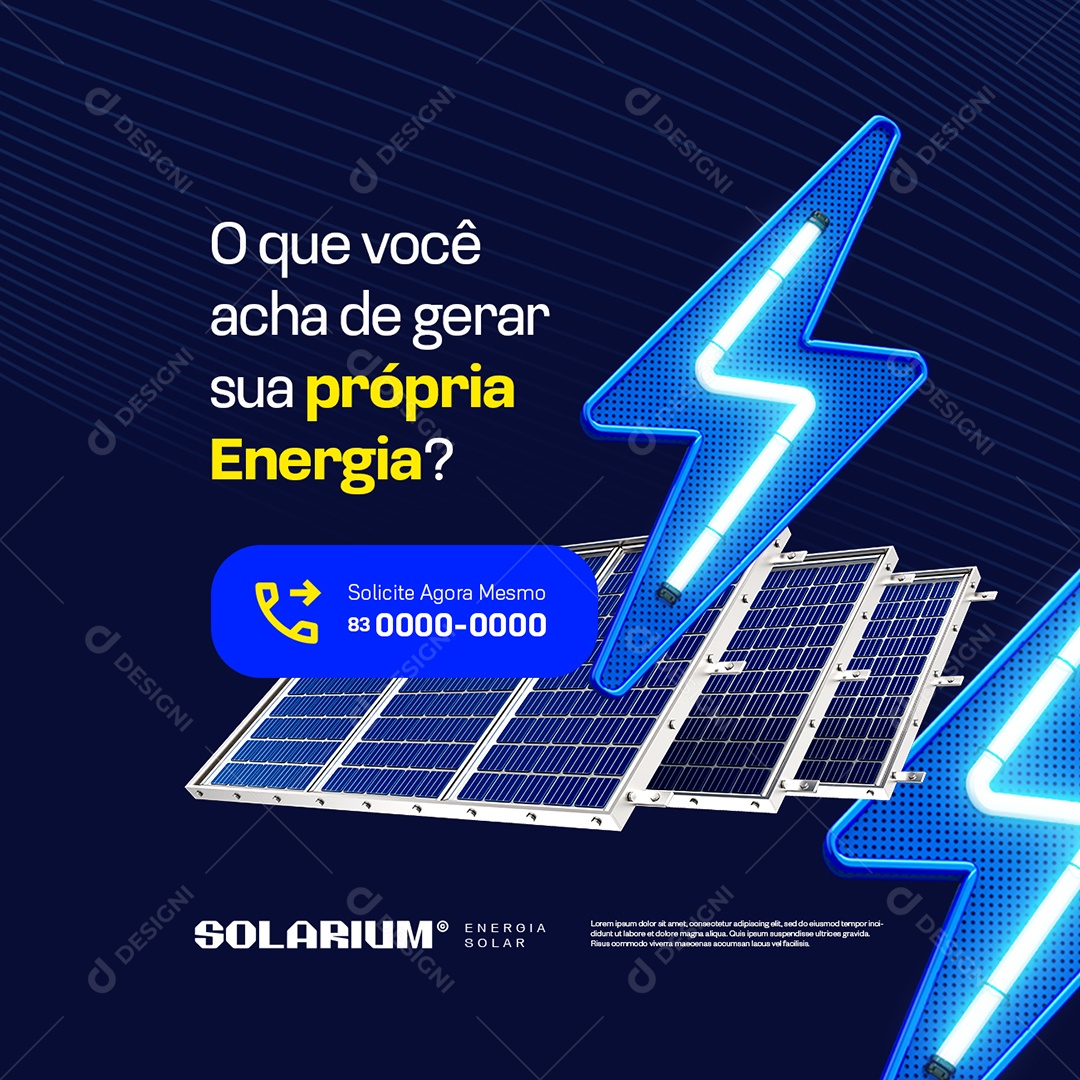 Energia Solar O Que Você Acha de Gerar sua Própria Energia Social Media PSD Editável