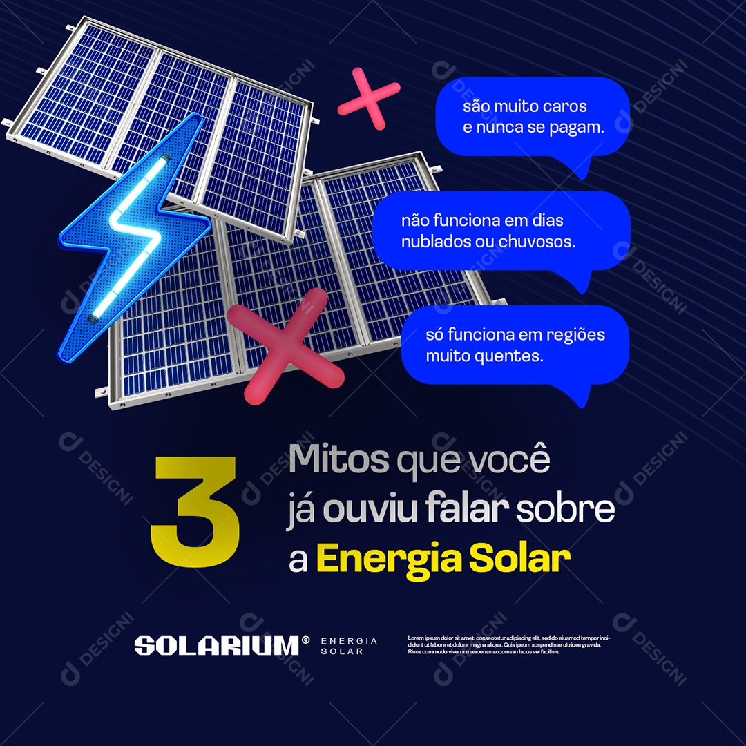 Energia Solar Três Mitos Que Você Já Ouviu Social Media PSD Editável