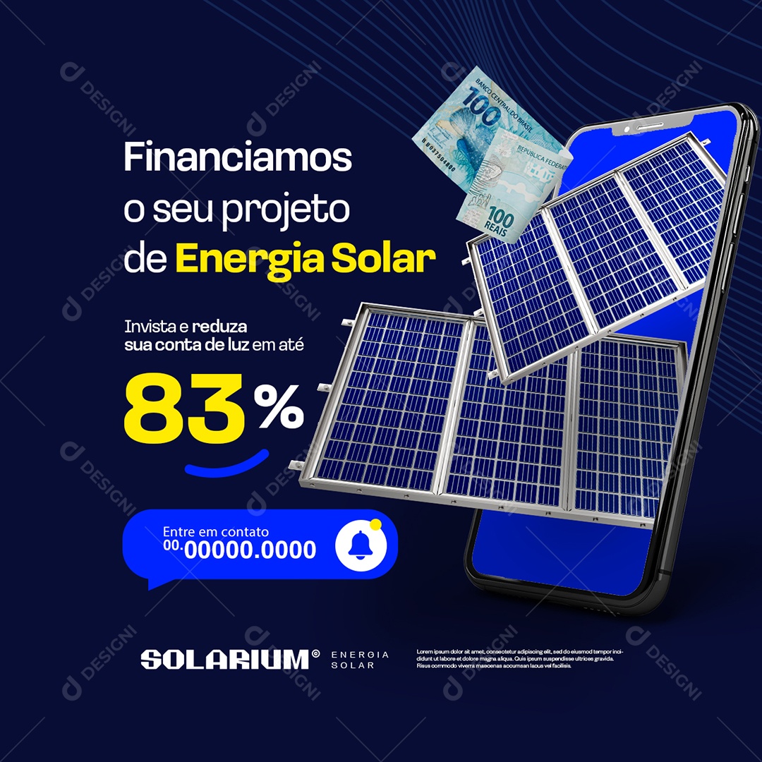 Social Media Financiamos o Seu Projeto de Energia Solar PSD Editável